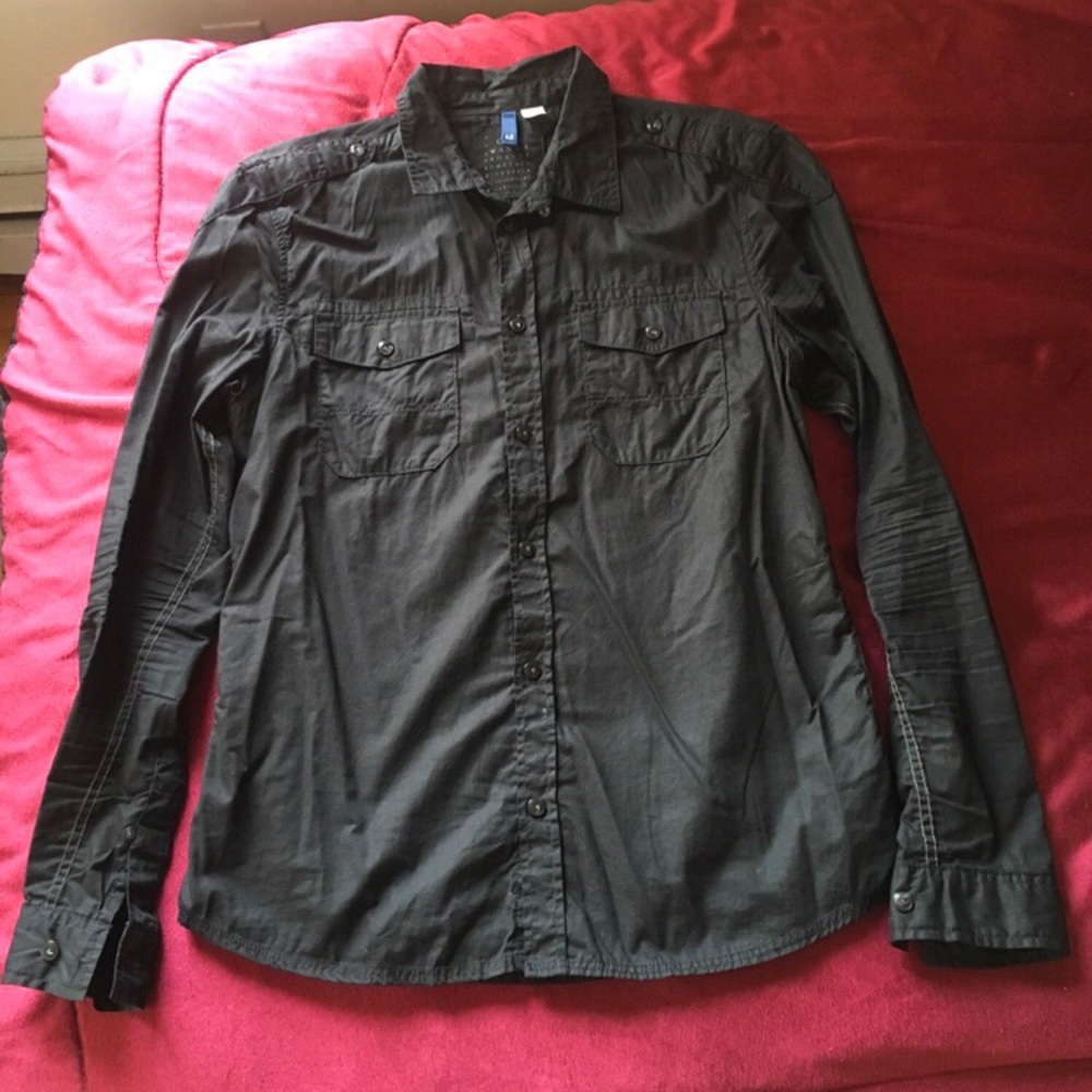Long Sleeve Button Up Black Shirt